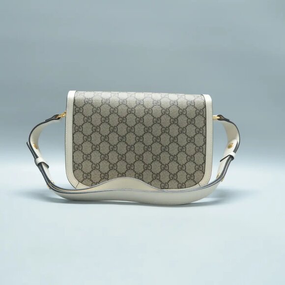 100% Authentic GUCCI Horsebit 1955 Brown Canvas Shoulder Bag 1627-11824 - Picture 2 of 12